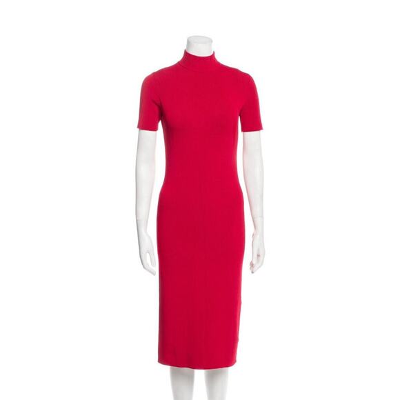 Ralph Lauren Collection Purple Label Red Sweater Day Dress Turtleneck Bodycon S - Picture 2 of 7